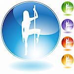 Female pole dancer crystal icon isolated on a white background.