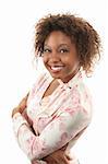 Pretty African-American woman with arms folded in front of her chest