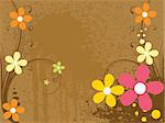 abstrcat grungy texture background with floral, colorful blossom