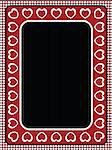 Red, black and white vector Valentine border, frame or tag with gingham trim.