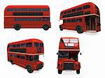 Isolated collection of red bus