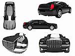 Isolated collection of black car
