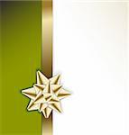 golden bow on a ribbon with white and green background - vector Christmas card