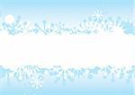 Blue Christmas and New Year's frame with snowflakes, stars and space for text. Vector illustration.