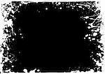 Black and white ink grunge background with thin frame