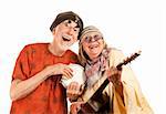 Funny New Age Senior Couple of Musicians