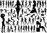 Collection of naked women silhouettes. Vector illustration