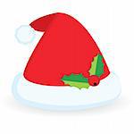 Santa's hat with holly berry. Vector illustration  for your design.