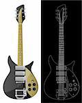 Isolated image of the guitars. Vector illustration.