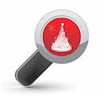 realistic vector magnifying glass with christmas Tree