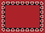 Valentine frame or tag with red copy space and double-layered hearts.