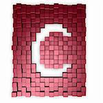 red cubes background with letter c - 3d illustration