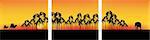 nice illustration of africas panorama with sunset and wild animals