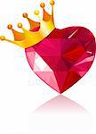 Shiny crystal love heart with gold crown
