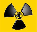 3D isolated world globe in the center of a radioactive symbol icon