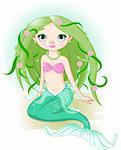 Vector illustration of a cute mermaid girl.