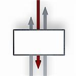 three arrows and blank sign on white background - 3d illustration