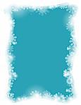 a Christmas card with snowflakes framing a blue background with a lot of copy space, made in illustrator cs4