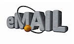 golden ball fly around the word email - 3d illustration