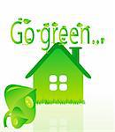 beautifull illustration of green ecology house isolated on white background