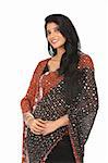 Traditional woman in black designed sari