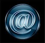 email icon dark blue, isolated on black background.