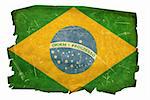 Brazil Flag old, isolated on white background