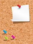 Corkboard, paper and pins.  Please check my portfolio for more stationery illustrations.