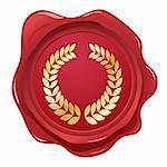 Laurel wreath wax seal.  Isolated on white for easy editing.