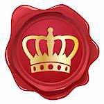 Crown wax seal.  Isolated on white for easy editing.