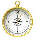 Vector illustration of a compass on a white background.