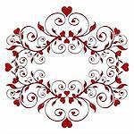 Vector illustration of a red floral ornament with hearts