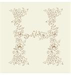 Floral font. Letter H