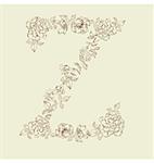 Floral font. Letter Z