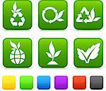 Nature Environment icons on square internet buttons Original vector Illustration