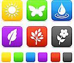 Nature Environment icons on square internet buttons Original vector Illustration