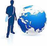 Traveler with Globe Original Vector Illustration Globes and Maps Ideal for Business Concepts