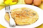 mushrooms olives and potatoes omelette typical Spanish cuisine