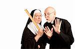 Funny priest admonishes mean nun not to use ruler as a weapon