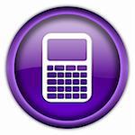 Glossy calculator icon button isolated over white background