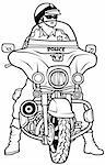 Motorcycle 2010 - 05 Road Police, Hand Drawn illustration + vector