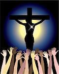 Vector Illustration showing the power of the holy spirit, Jesus Christ on cross. Easter Resurrection