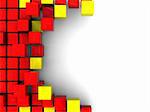 abstract 3d illustration of red and yellow boxes background