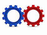 abstract 3d illustration of colorful gear wheels over white background