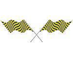 Yellow and black checked racing flag. Vector illustration.