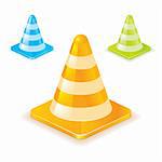 Colorful vector traffic cones