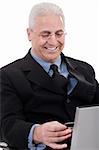 Business man doing internet banking on isolated background