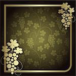 Green background with  frame from gold vine
