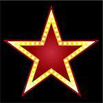 Symbol of big red star on black background