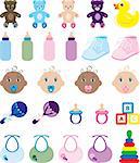 Vector Illustration of 25 baby isolated icons.